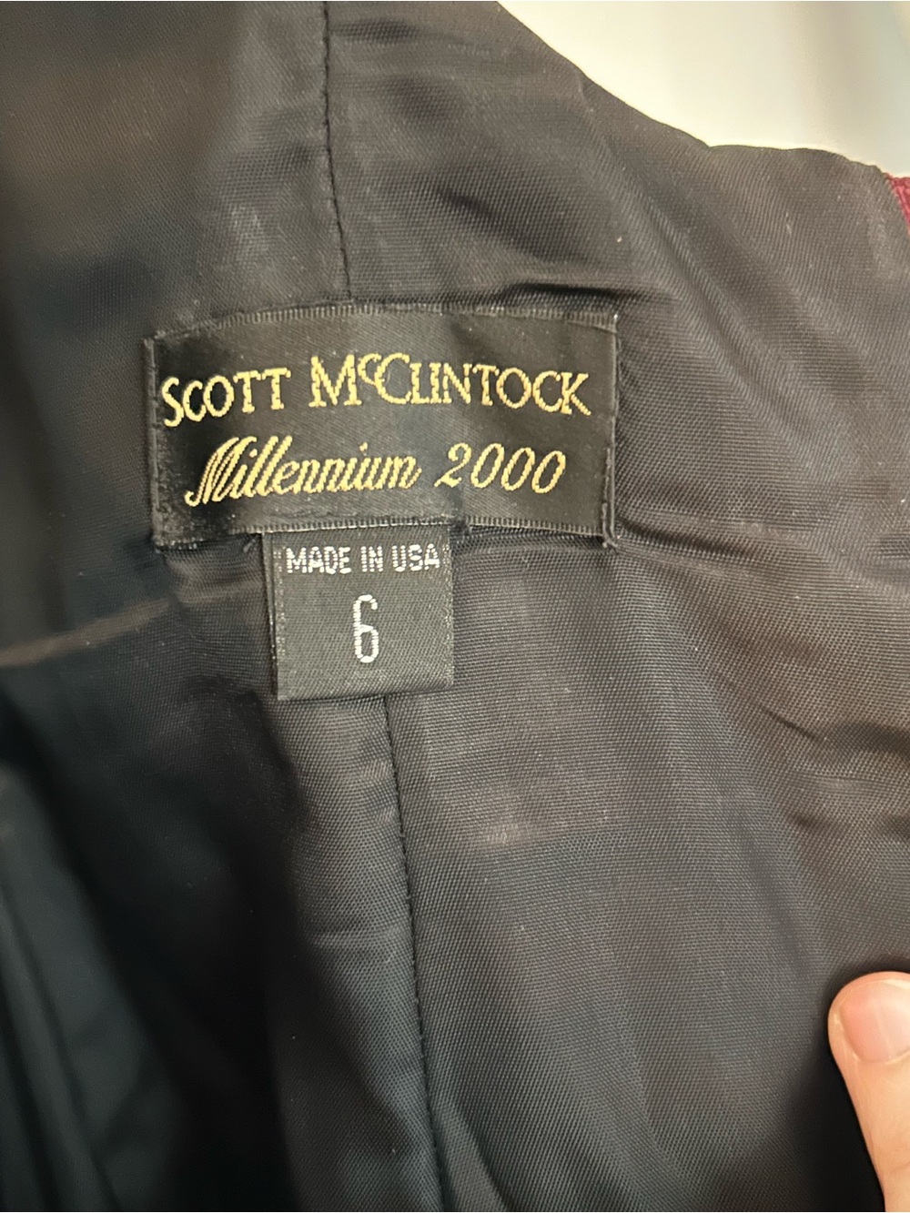 Scott McClintock Burgundy Satin A-Line Prom Dress - Picture 5 of 5